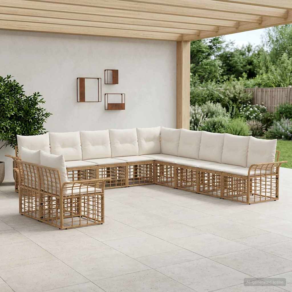 vidaXL Outdoor Sofa Set 11 pcs Black and Dark Gray Polyester