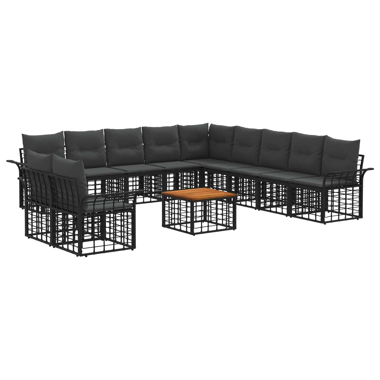 vidaXL Outdoor Sofa Set 11 pcs Black and Dark Gray Polyester