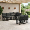 vidaXL Buiten bank set 7 pcs Zwart en Donker Grijs Polyester