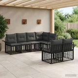 vidaXL Buiten bank set 7 pcs Zwart en Donker Grijs Polyester