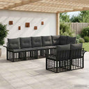 vidaXL Buiten bank set 8 pcs Zwart en Donker Grijs poly rattan
