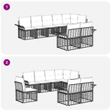 vidaXL Buiten bank set 8 pcs Zwart en Donker Grijs poly rattan
