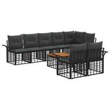 vidaXL Buiten bank set 8 pcs Zwart en Donker Grijs poly rattan