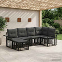 vidaXL Outdoor Sofa Set 6 pcs Black and Dark Grey Polyester