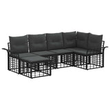 vidaXL Outdoor Sofa Set 6 pcs Black and Dark Grey Polyester