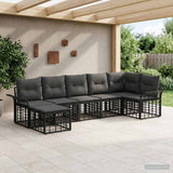vidaXL Buiten bank set 7 pcs Zwart en Donker Grijs Polyester