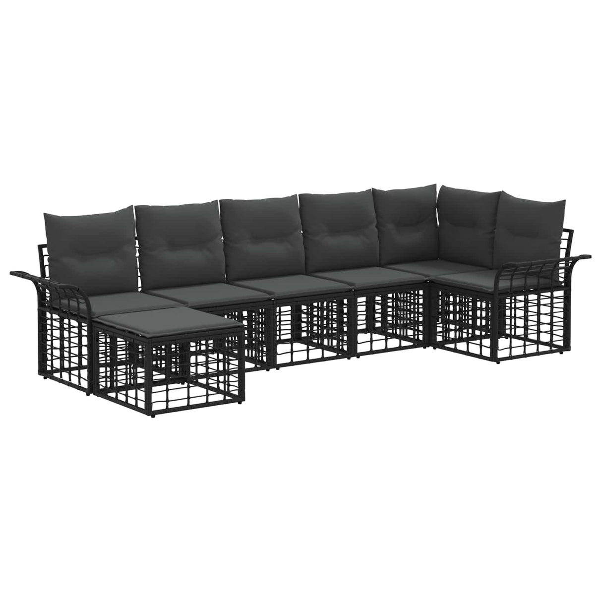 vidaXL Buiten bank set 7 pcs Zwart en Donker Grijs Polyester
