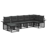 vidaXL Buiten bank set 7 pcs Zwart en Donker Grijs Polyester