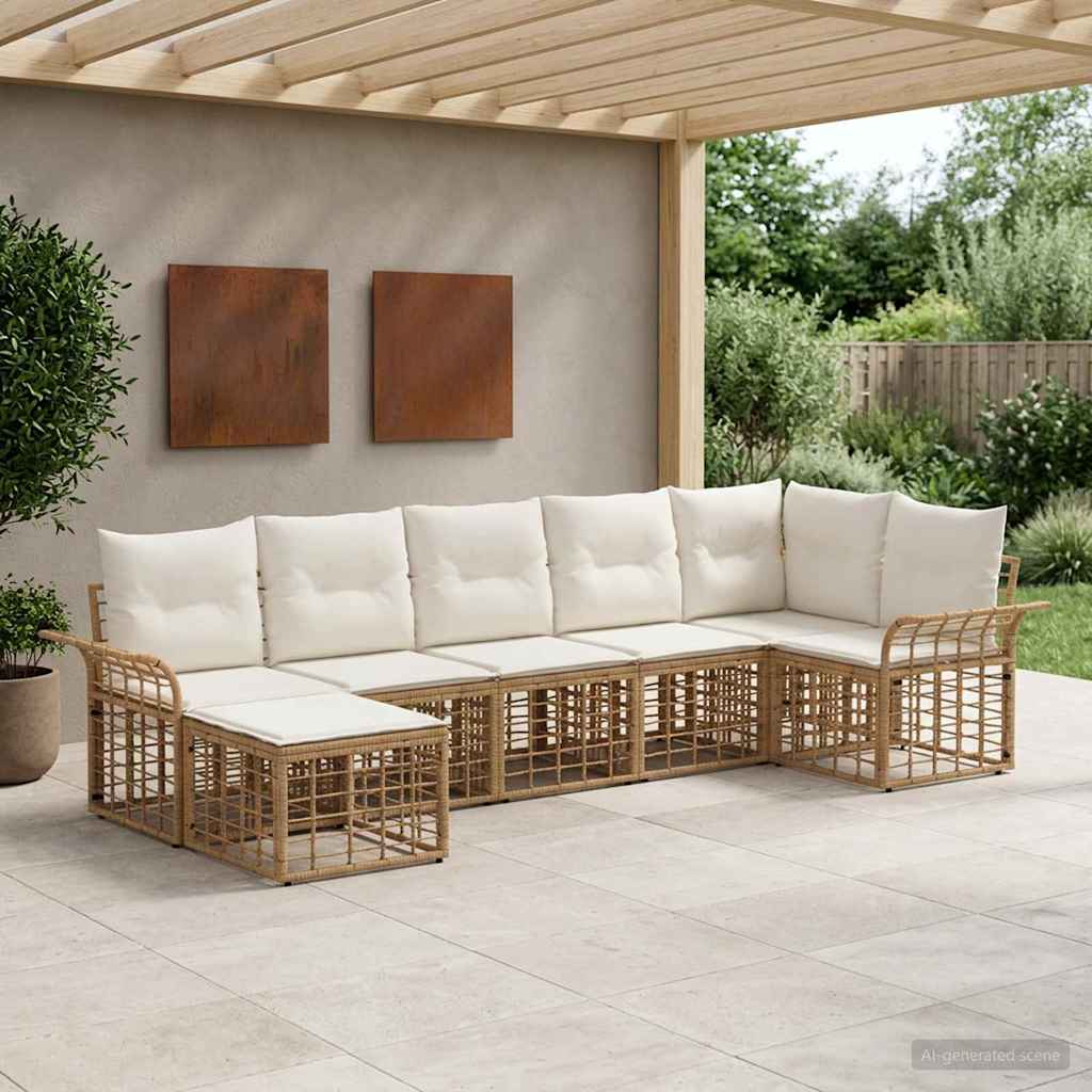 vidaXL Buiten bank set 7 pcs Zwart en Donker Grijs Polyester