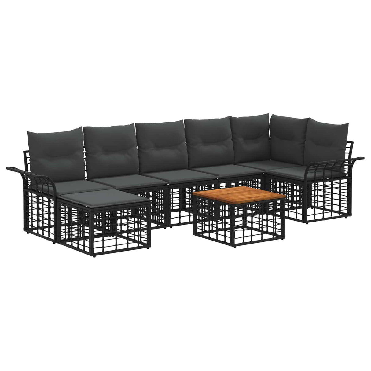vidaXL Buiten bank set 7 pcs Zwart en Donker Grijs Polyester