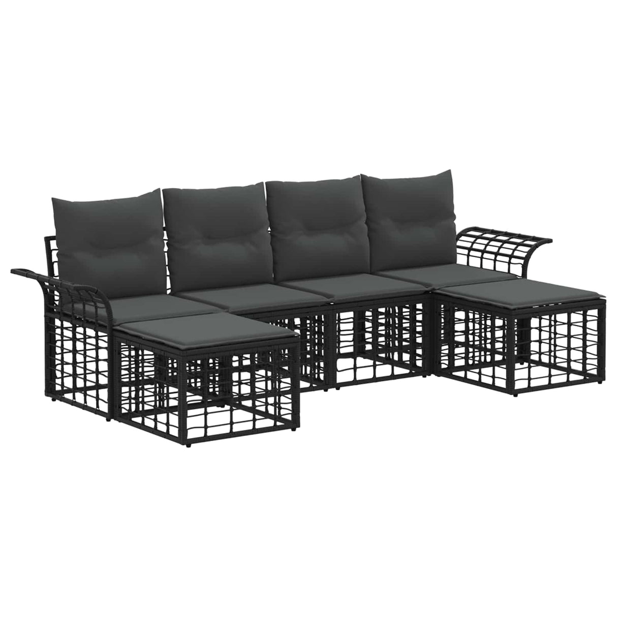 vidaXL Outdoor Sofa Set 6 pcs Black and Dark Grey Polyester