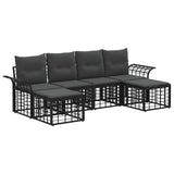 vidaXL Outdoor Sofa Set 6 pcs Black and Dark Grey Polyester