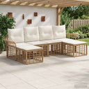 vidaXL Outdoor Sofa Set 6 pcs Black and Dark Grey Polyester