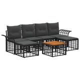 vidaXL Outdoor Sofa Set 6 pcs Black and Dark Grey Polyester