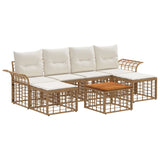vidaXL Outdoor Sofa Set 6 pcs Black and Dark Grey Polyester