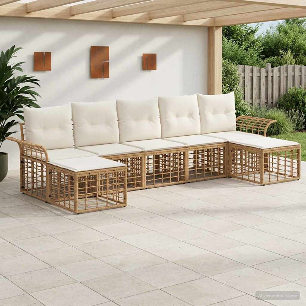 vidaXL Buiten bank set 7 pcs Zwart en Donker Grijs Polyester