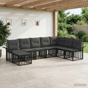 vidaXL Buiten bank set 8 pcs Zwart en Donker Grijs Polyester