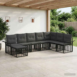 vidaXL Buiten bank set 8 pcs Zwart en Donker Grijs Polyester