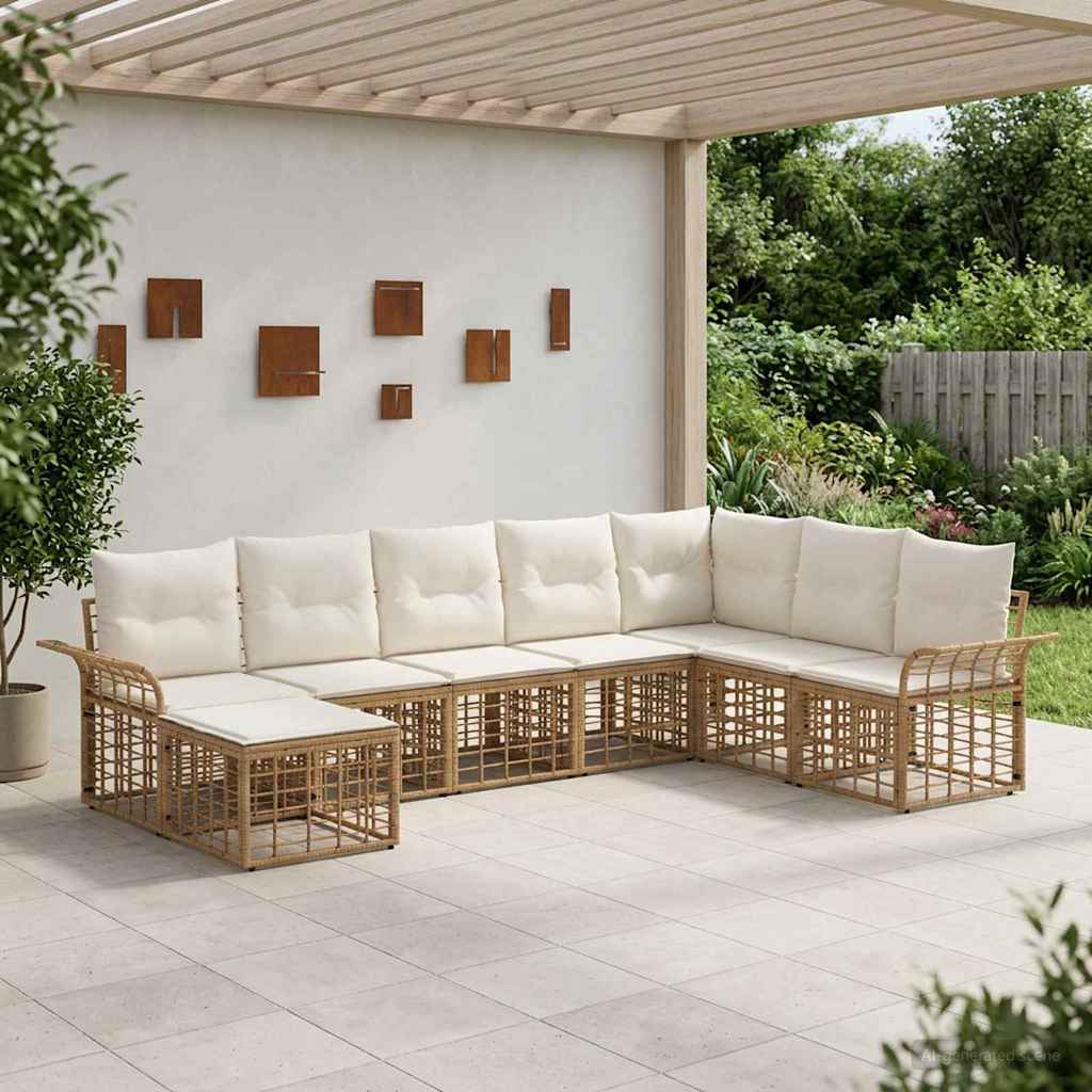 vidaXL Buiten bank set 8 pcs Zwart en Donker Grijs Polyester