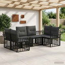vidaXL Outdoor Sofa Set 6 pcs Black and Dark Grey Polyester