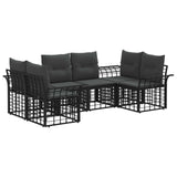 vidaXL Outdoor Sofa Set 6 pcs Black and Dark Grey Polyester