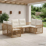 vidaXL Outdoor Sofa Set 6 pcs Black and Dark Grey Polyester