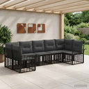 vidaXL Buiten bank set 7 pcs Zwart en Donker Grijs Polyester