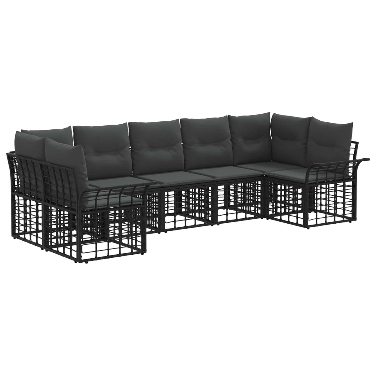 vidaXL Buiten bank set 7 pcs Zwart en Donker Grijs Polyester