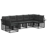 vidaXL Buiten bank set 7 pcs Zwart en Donker Grijs Polyester