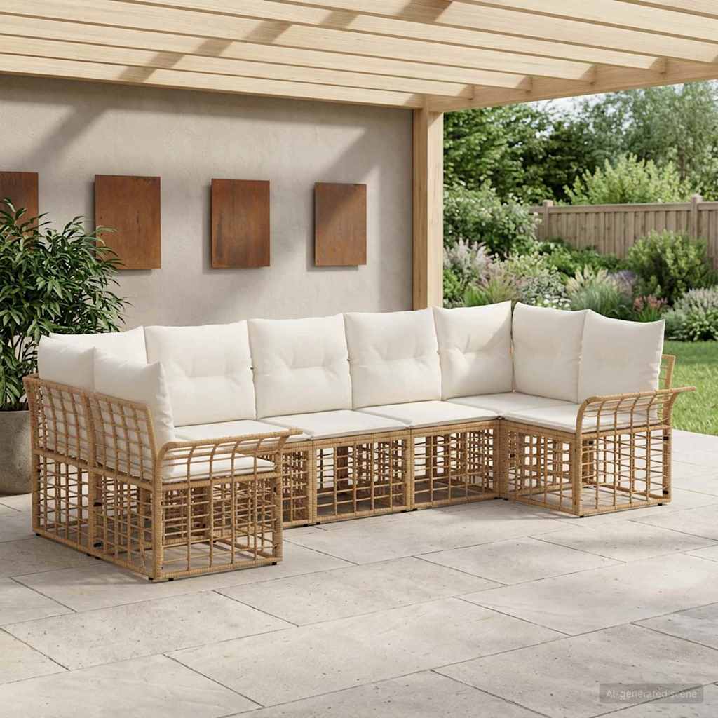 vidaXL Buiten bank set 7 pcs Zwart en Donker Grijs Polyester