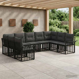 vidaXL Buiten bank set 9 pcs Zwart en Donker Grijs Polyester