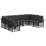 vidaXL Buiten bank set 9 pcs Zwart en Donker Grijs Polyester