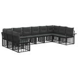vidaXL Buiten bank set 10 pcs Zwart en Donker Grijs Polyester