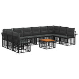 vidaXL Buiten bank set 10 pcs Zwart en Donker Grijs Polyester