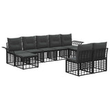 vidaXL Buiten bank set 9 pcs Zwart en Donker Grijs Polyester