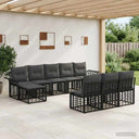 vidaXL Buiten bank set 9 pcs Zwart en Donker Grijs Polyester