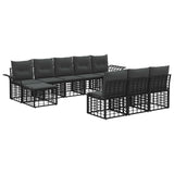 vidaXL Buiten bank set 9 pcs Zwart en Donker Grijs Polyester