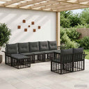 vidaXL Buiten bank set 9 pcs Zwart en Donker Grijs Polyester