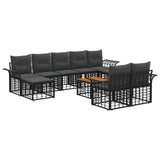 vidaXL Buiten bank set 9 pcs Zwart en Donker Grijs Polyester