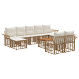 vidaXL Buiten bank set 9 pcs Zwart en Donker Grijs Polyester