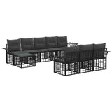 vidaXL Buiten bank set 10 pcs Zwart en Donker Grijs Polyester
