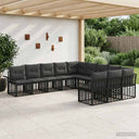 vidaXL Outdoor Sofa Set 11 pcs Black and Dark Grey Polyester