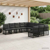 vidaXL Outdoor Sofa Set 11 pcs Black and Dark Grey Polyester