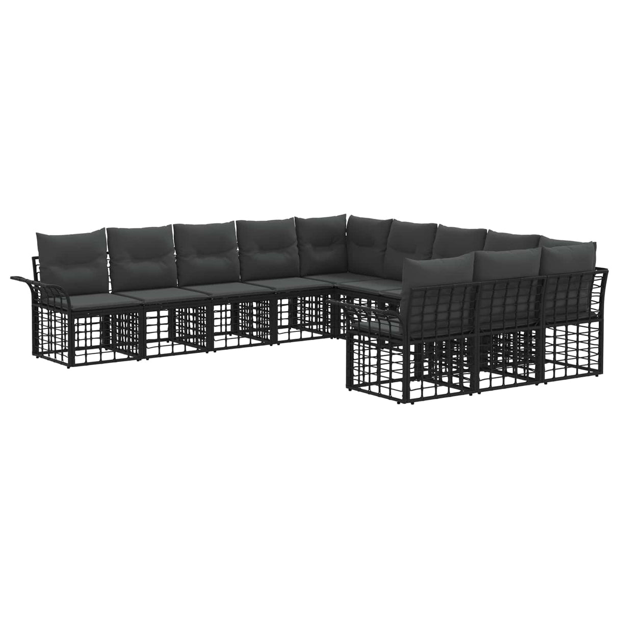 vidaXL Outdoor Sofa Set 11 pcs Black and Dark Grey Polyester