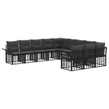 vidaXL Outdoor Sofa Set 11 pcs Black and Dark Grey Polyester
