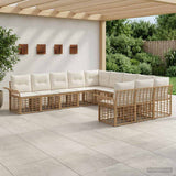 vidaXL Outdoor Sofa Set 11 pcs Black and Dark Grey Polyester