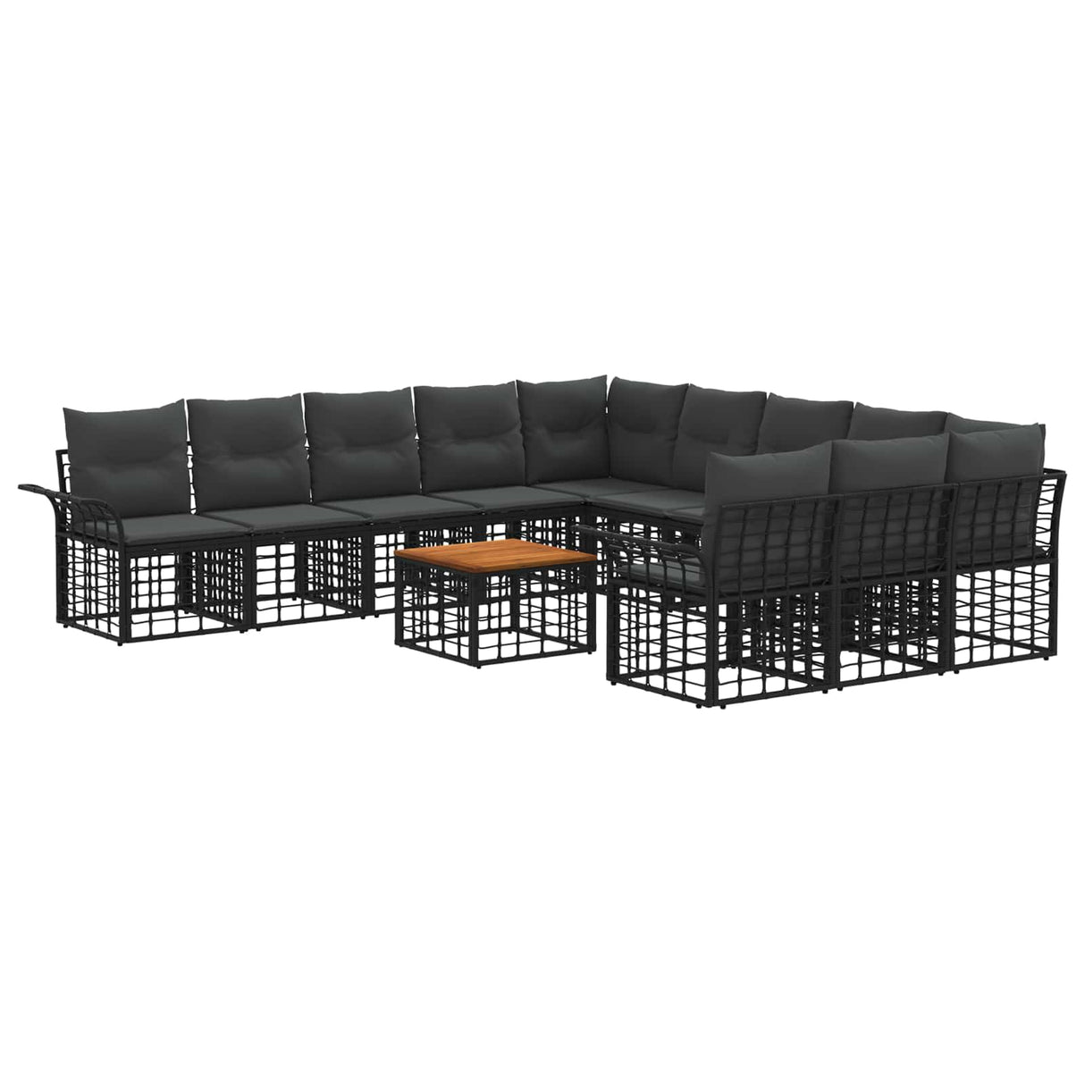 vidaXL Outdoor Sofa Set 11 pcs Black and Dark Grey Polyester