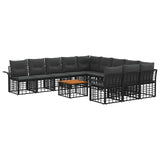 vidaXL Outdoor Sofa Set 11 pcs Black and Dark Grey Polyester