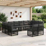 vidaXL Outdoor sofa set 12 pcs Black and Dark Grey Polyester