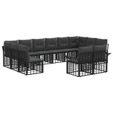 vidaXL Outdoor sofa set 12 pcs Black and Dark Grey Polyester